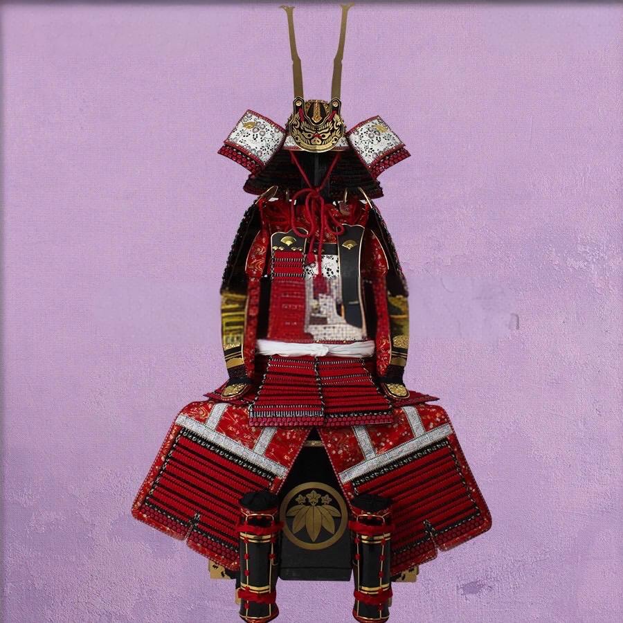 Minamoto no Yoshitsune Red-Laced Domaru Armor - -WA25